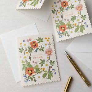 SET OF 3 - To a Wonderful Friend Floral Card Scalloped
